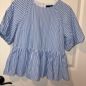 Pomander Place Blue and White Striped Women's Top XS